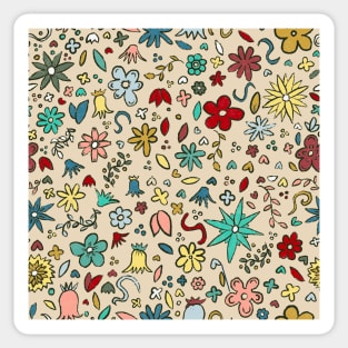 Colorful liberty floral on light amber seamless repeat pattern Sticker